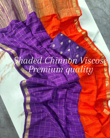 Trending Chex with Viscose Chinnon Saree