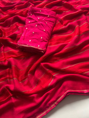Chiffon Georgette with Multi tone stripes