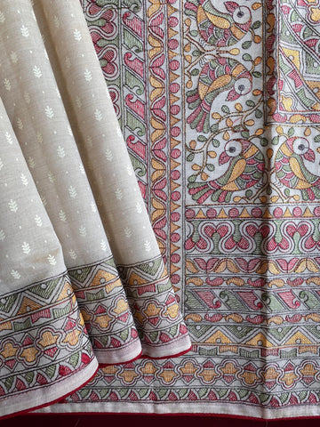 Pure Tussar Saree with Madhubani Embroidery