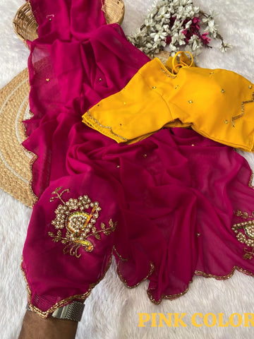 Soft Georgette saree with cutdana work