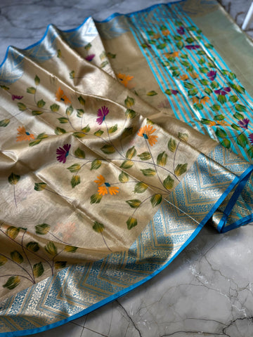 Banarasi Tissue Print Design Jaal Butta Zari Saree