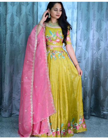 Premium Gold Crush Soft Silk Lehanga