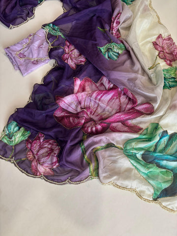 Premium Soft Teby Organza Silk Saree