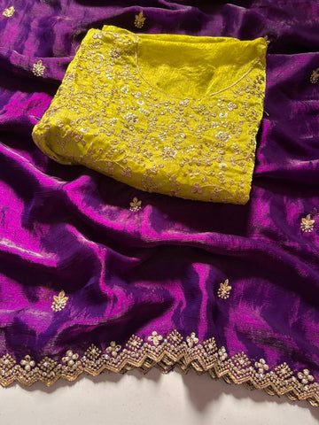 Partywear Crunchy Chiffon Crush Silk