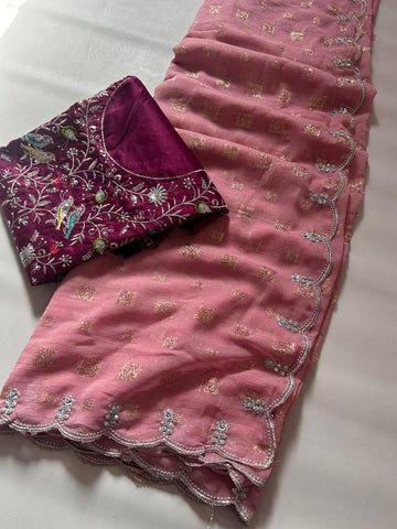 Viscouse Work Sarees with Designer Blouse