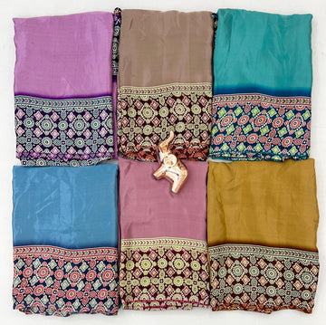 Pure Crape Satin Silk Sarees