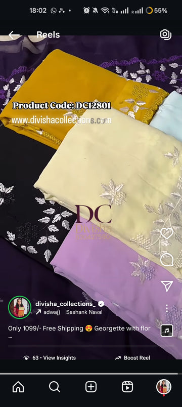 Georgette Sarees with Embroidery Floral Design