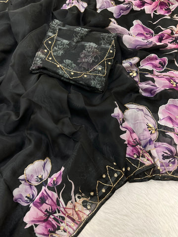 Pure Tebby Silk Saree with Handwork