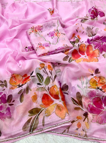 Pure Tebby Silk Handwork Saree
