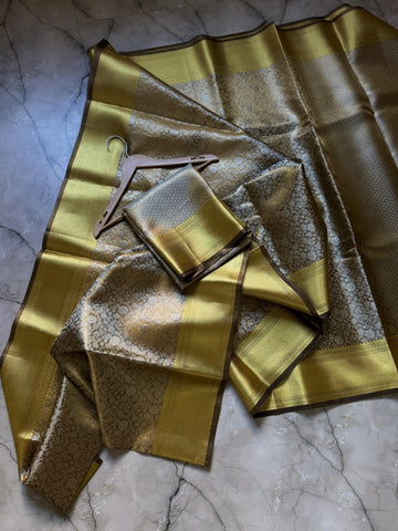 Premium Banarasi Soft Copper Tissue Silk Saree