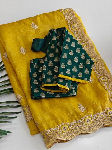 Premium Crush Silk Saree with Stitched Blouse