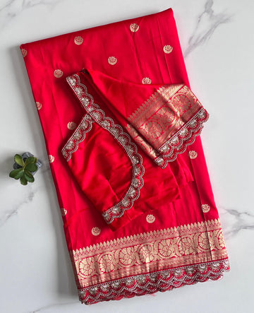 Premium Banarasi Pattu Saree with Readymade Blouse