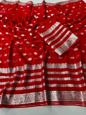 Soft Viscose Georgette Saree With Running Blouse