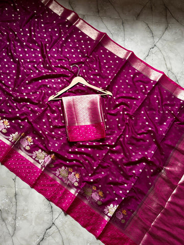 Semi Georgette Silk with Meena border