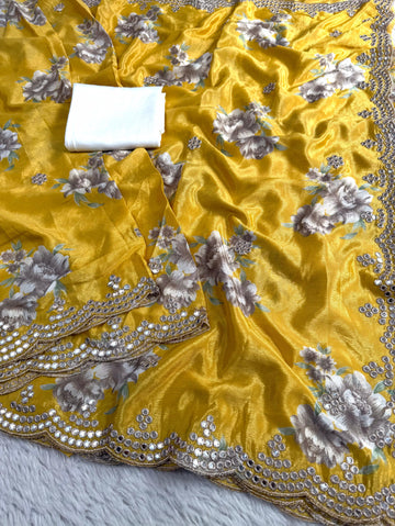 Premium Dusty Shades Chinon Silk Sarees