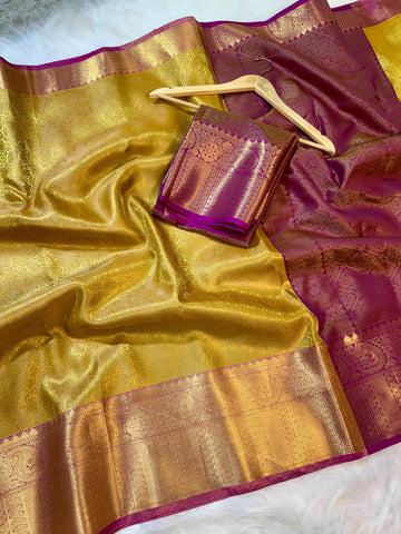 Gold Banarasi Tissue Silk Saree