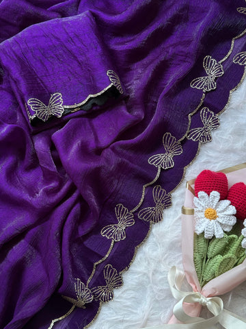Premium Fandy Chiffon Sarees with Swaroski Work
