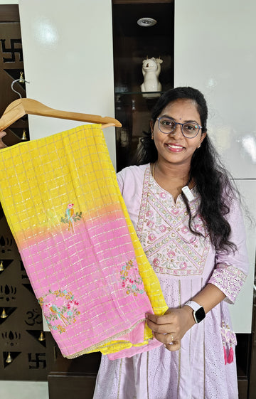 Pure Chiffon saree with jewel design embroidery