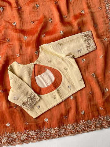 Premium Tissue Saree with Stitched Blouse (Free Size 38)