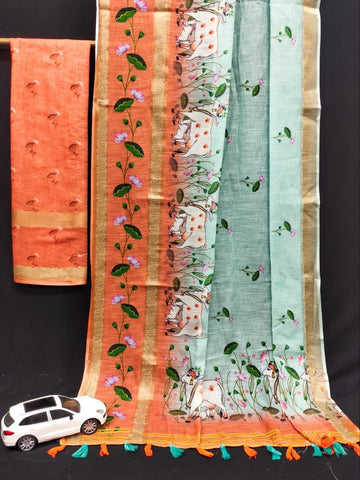 Linen saree with Digital Print