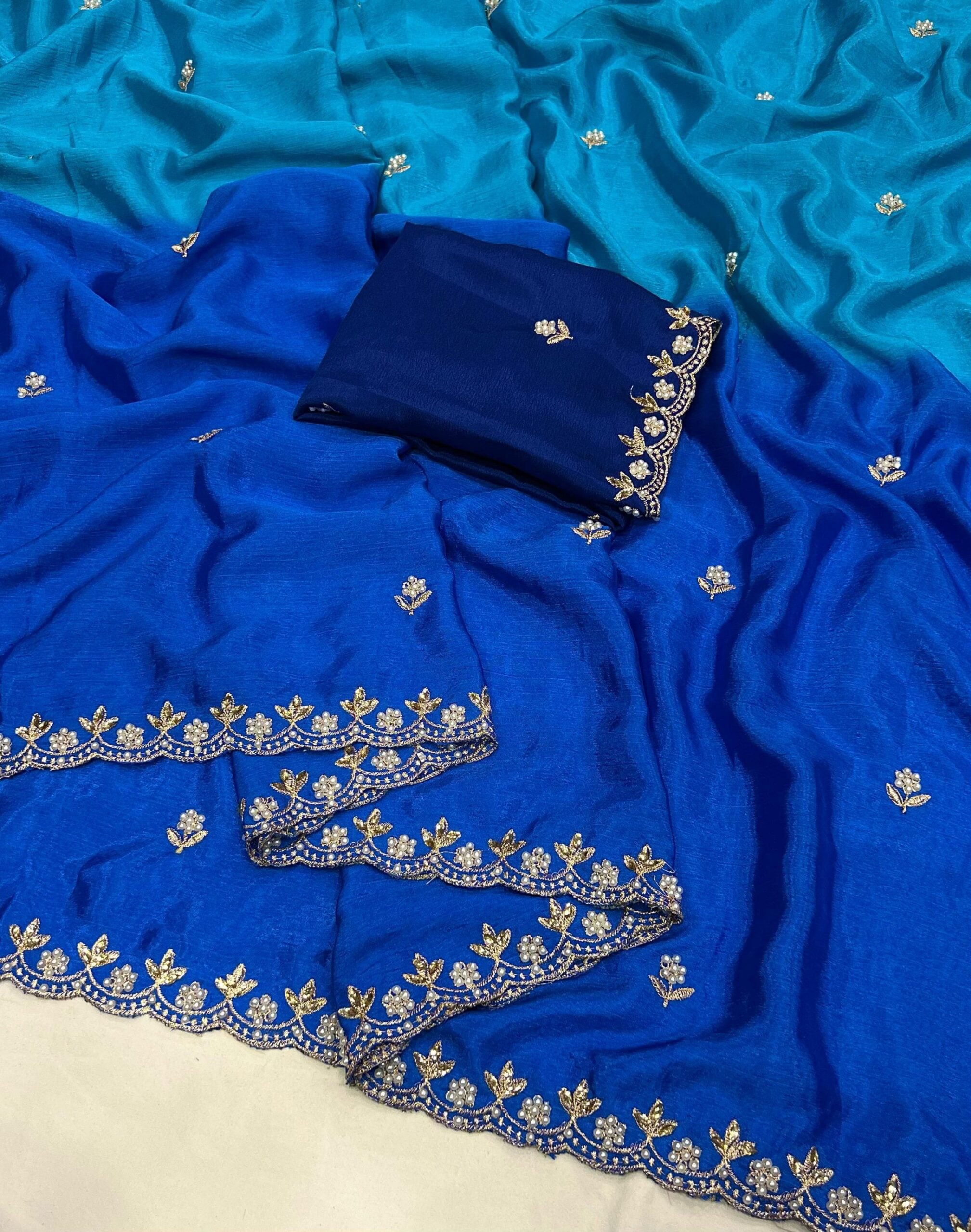Pure Chiffon Dual Shade saree