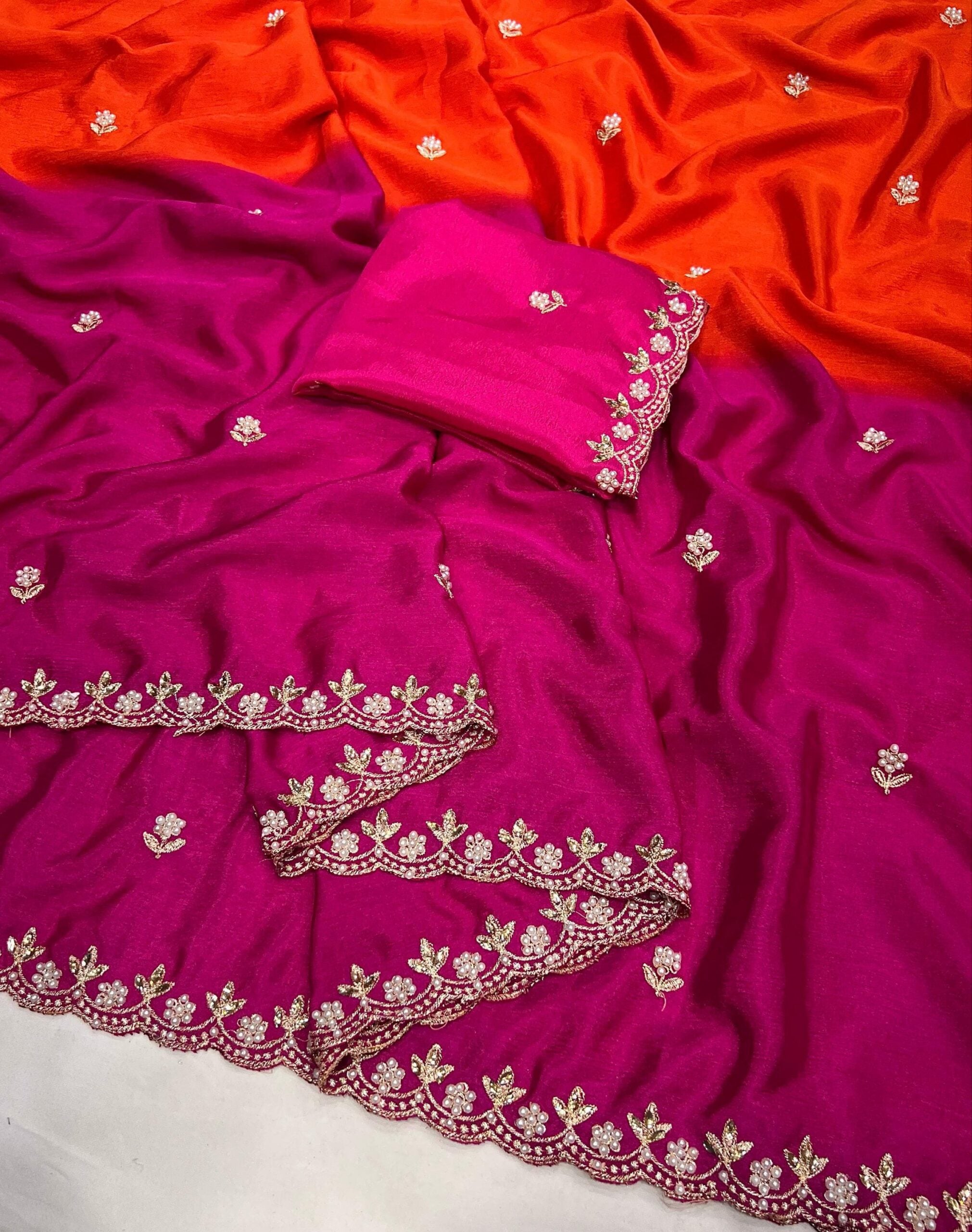 Pure Chiffon Dual Shade saree