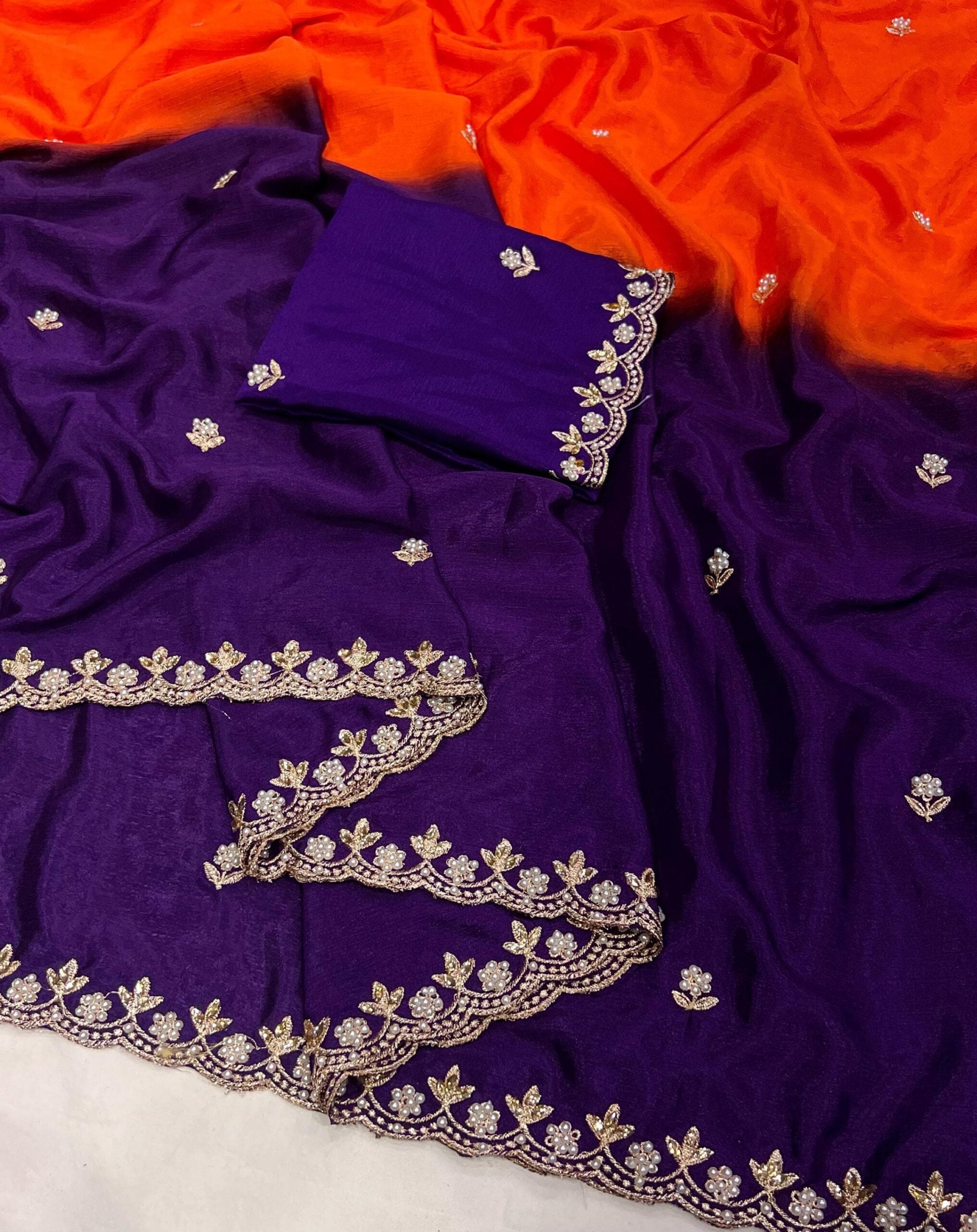 Pure Chiffon Dual Shade saree