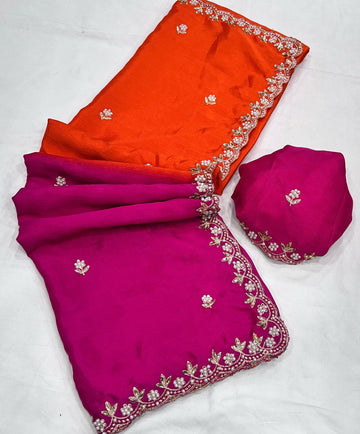 Pure Chiffon Dual Shade saree
