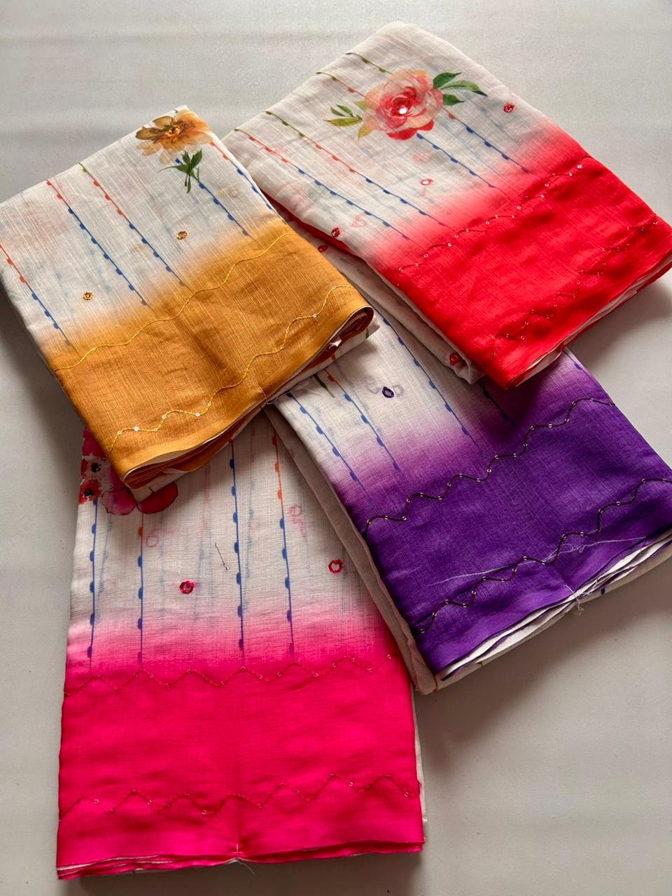 Gadwal Lenin Saree with kantha work