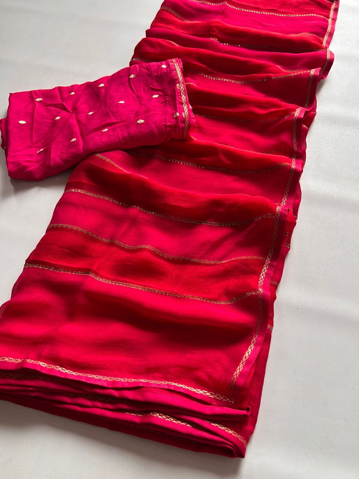 Chiffon Georgette with Multi tone stripes
