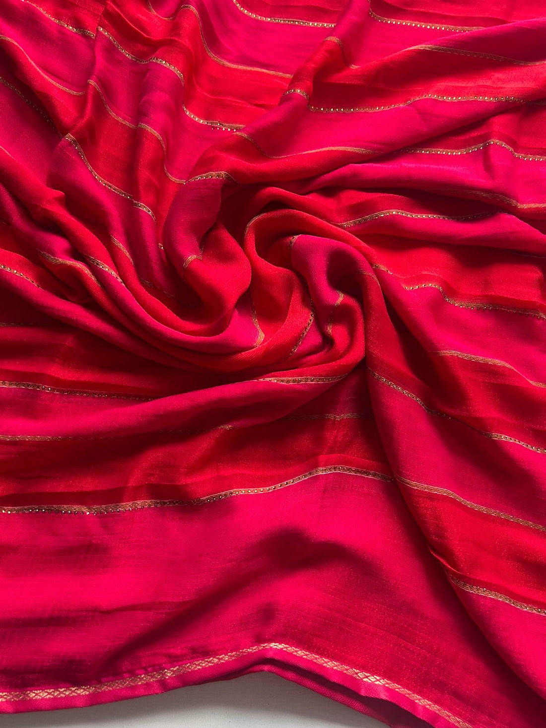 Chiffon Georgette with Multi tone stripes