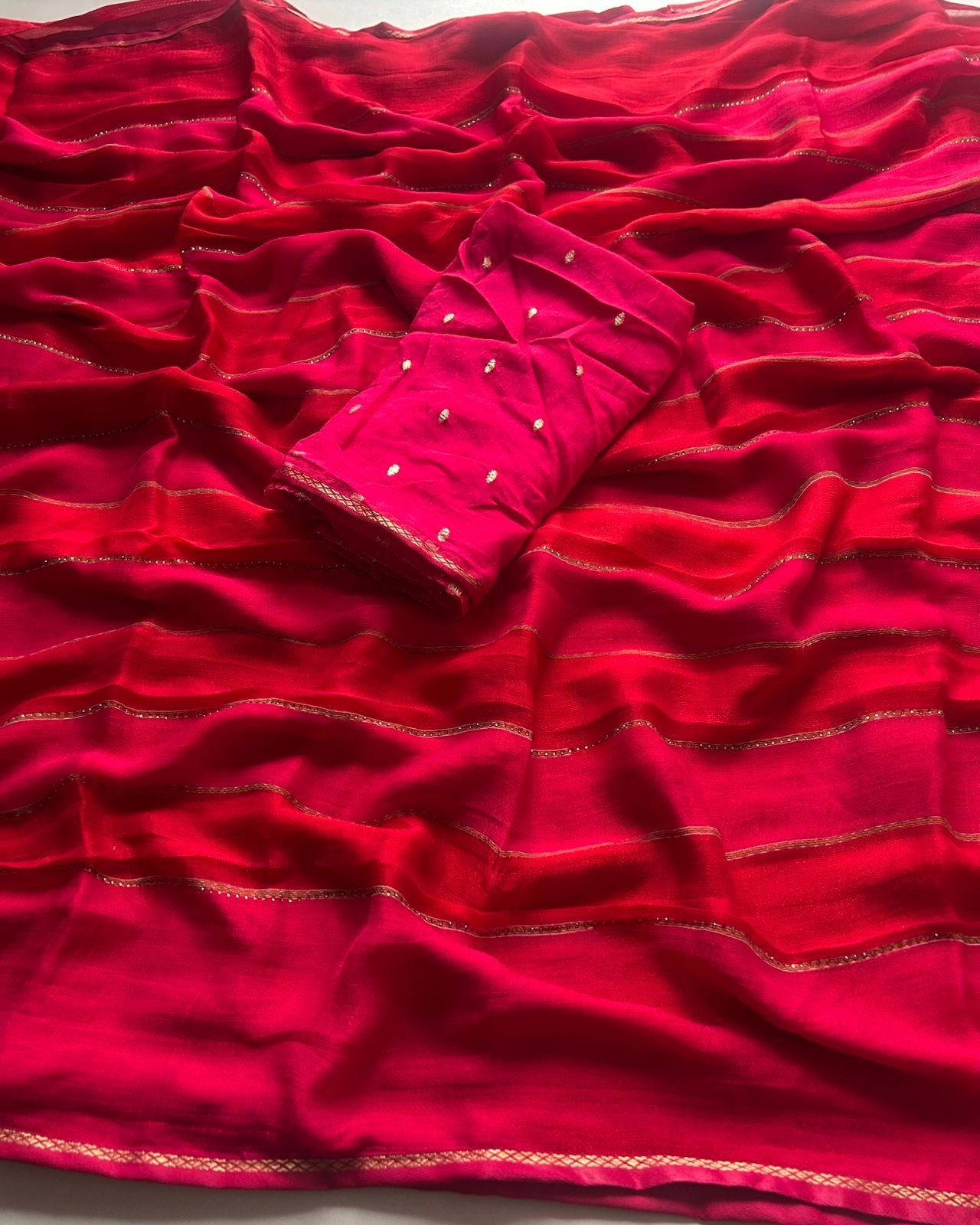 Chiffon Georgette with Multi tone stripes