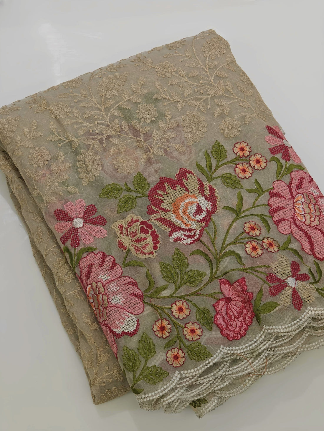 Pure zari tissue saree with embroidery