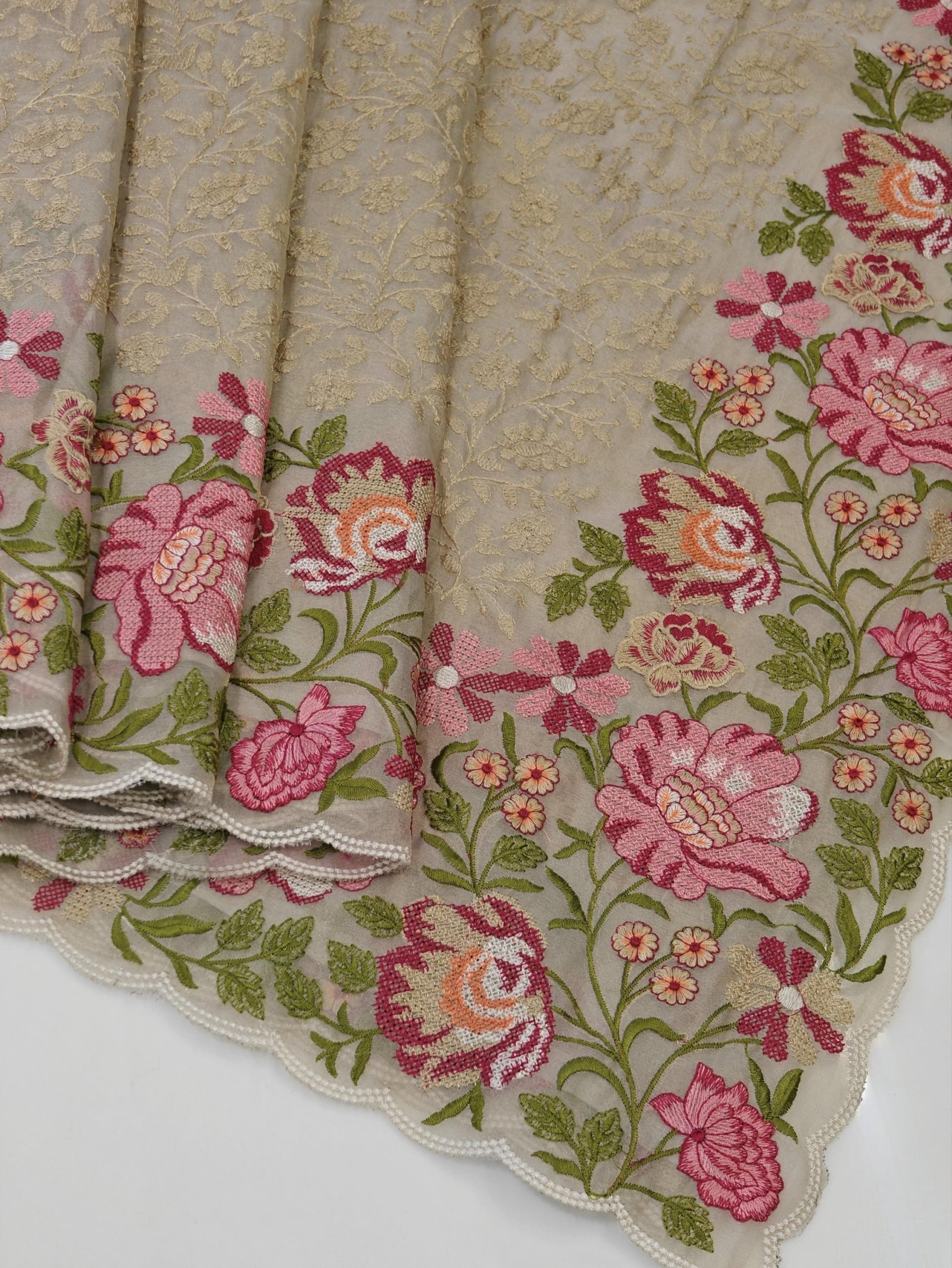 Pure zari tissue saree with embroidery