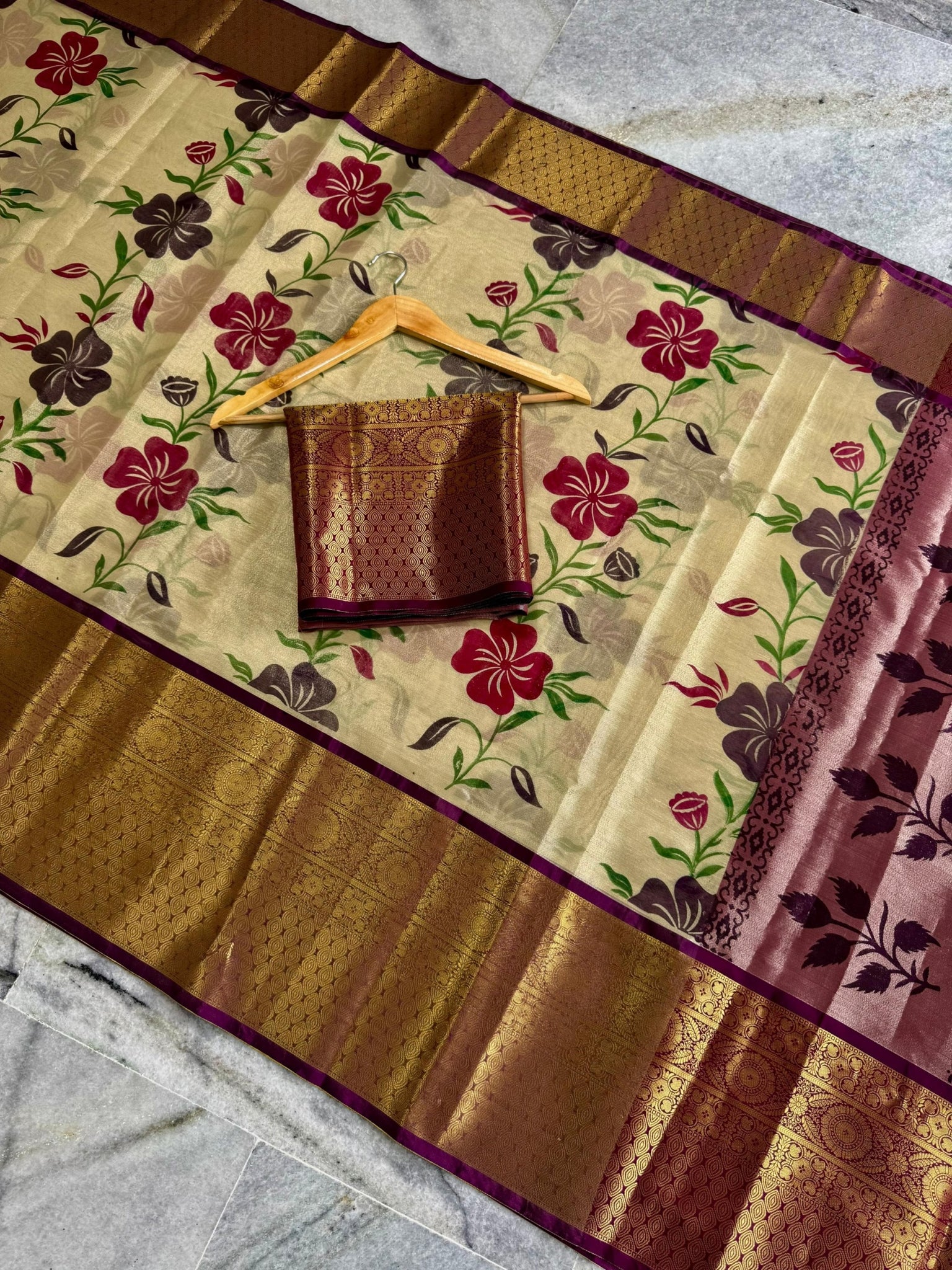 Exclusive Hand Painted Banarasi Tissue Silk Saree