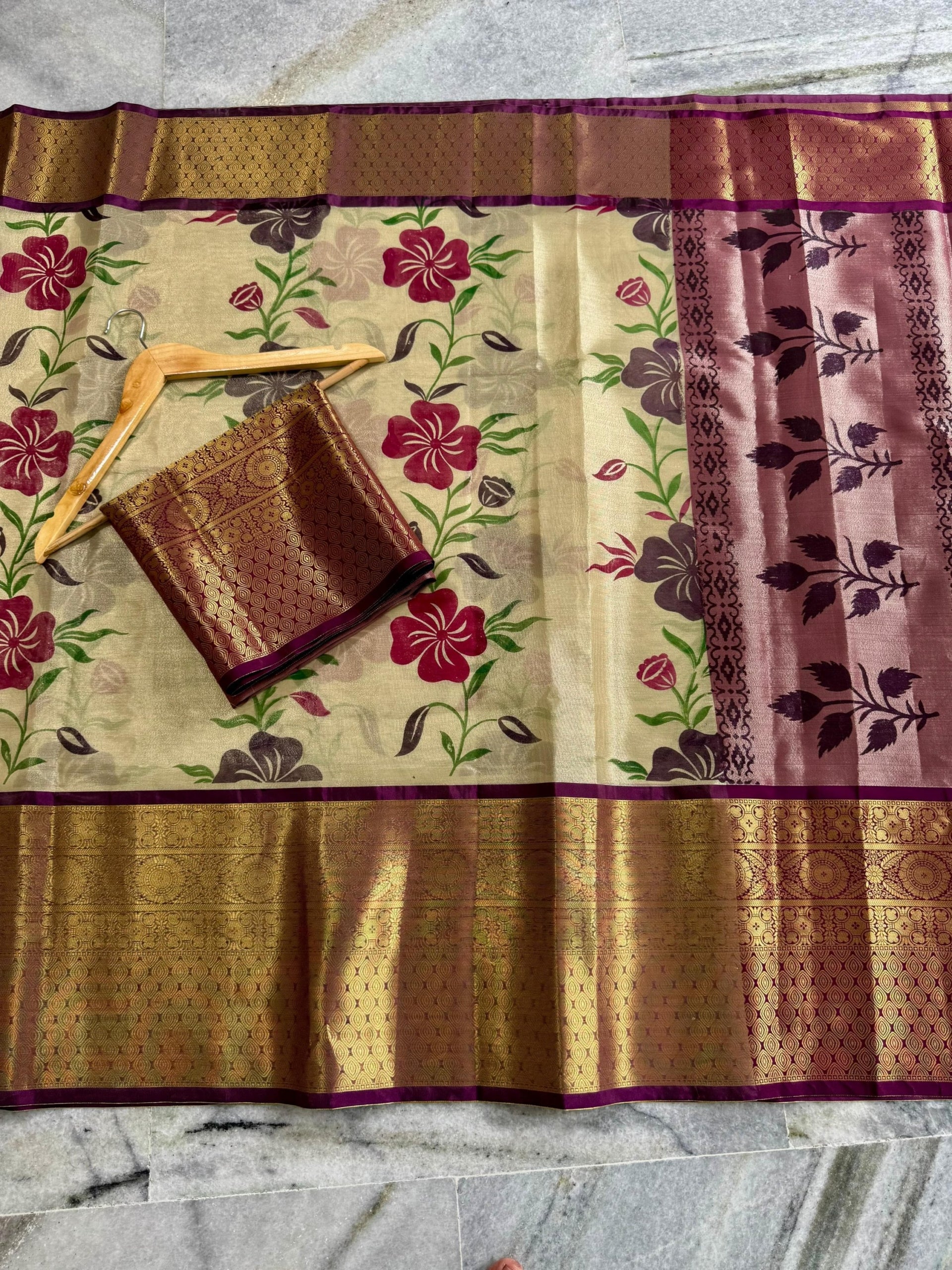 Exclusive Hand Painted Banarasi Tissue Silk Saree