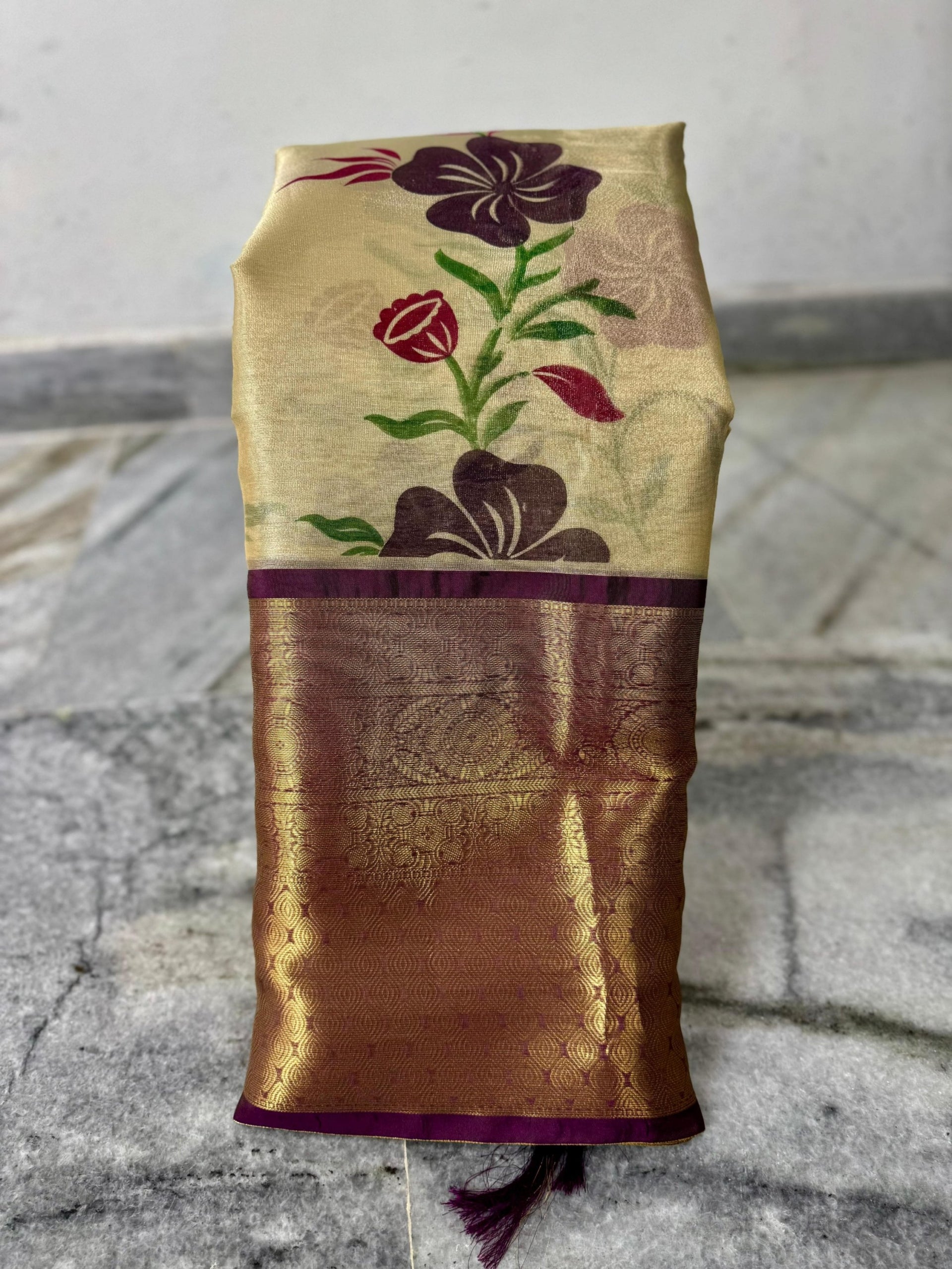 Exclusive Hand Painted Banarasi Tissue Silk Saree