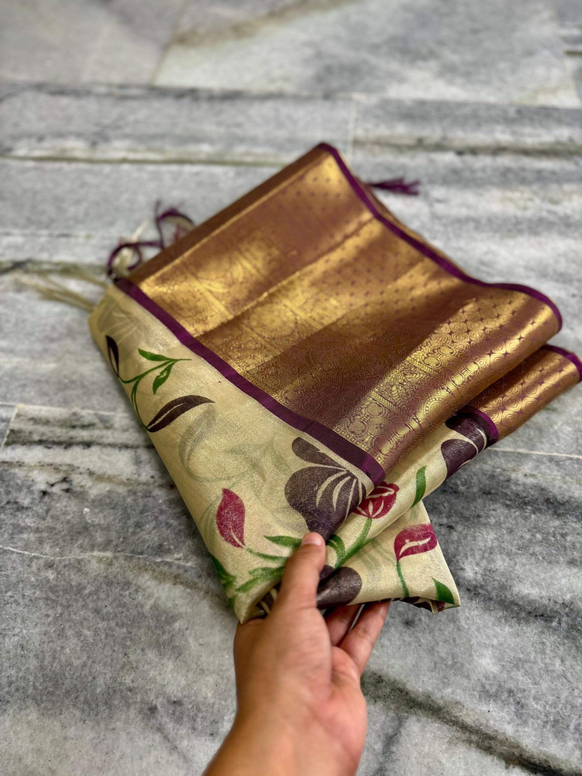 Exclusive Hand Painted Banarasi Tissue Silk Saree