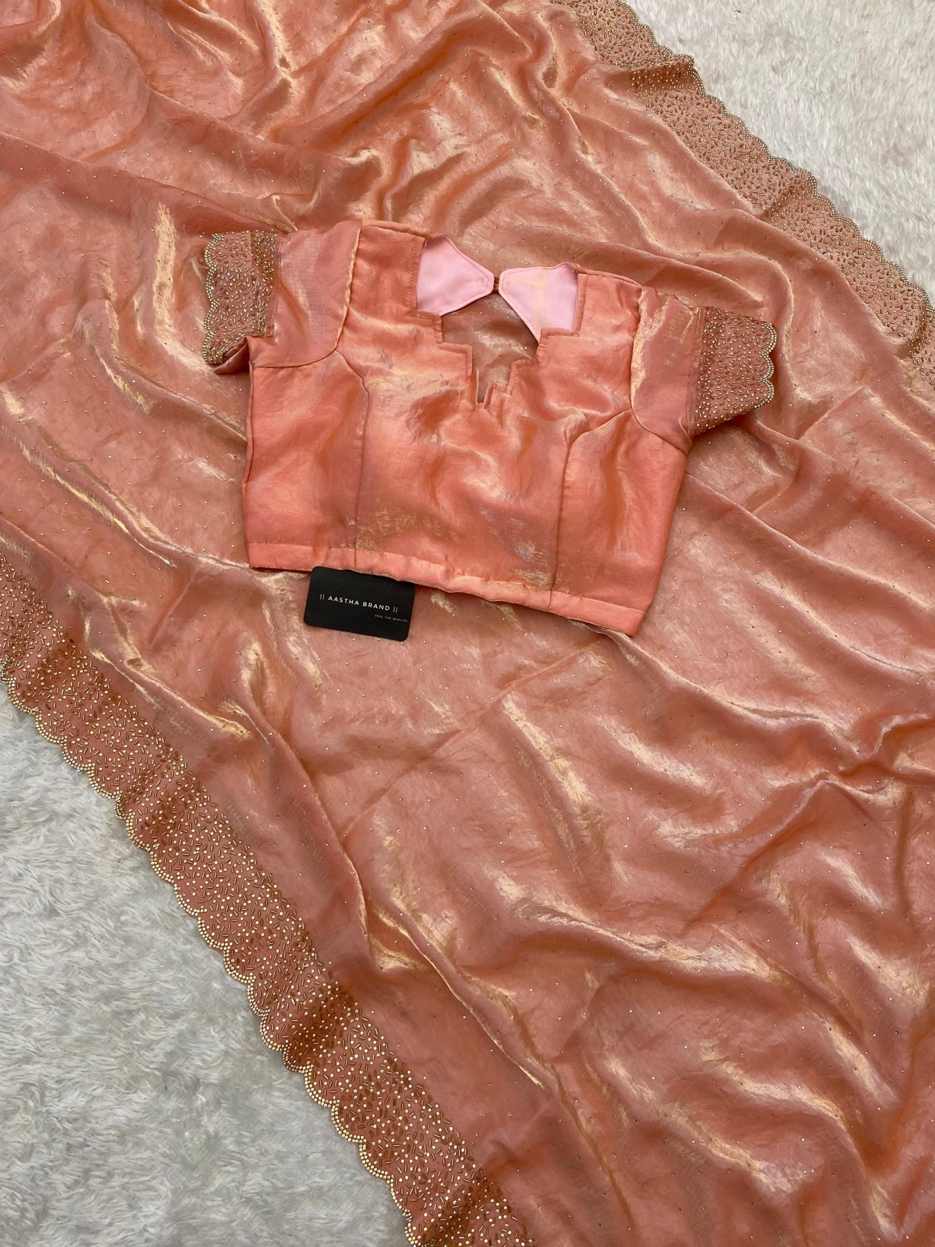 Space Silk with cutwork and diamond work