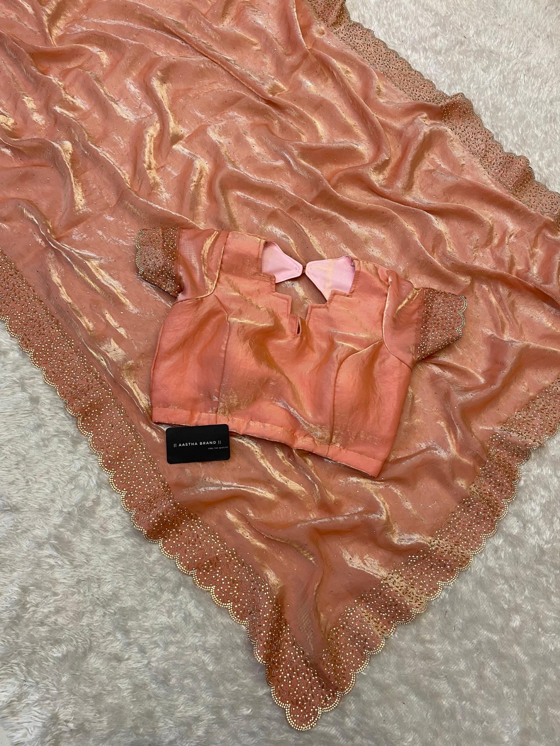 Space Silk with cutwork and diamond work