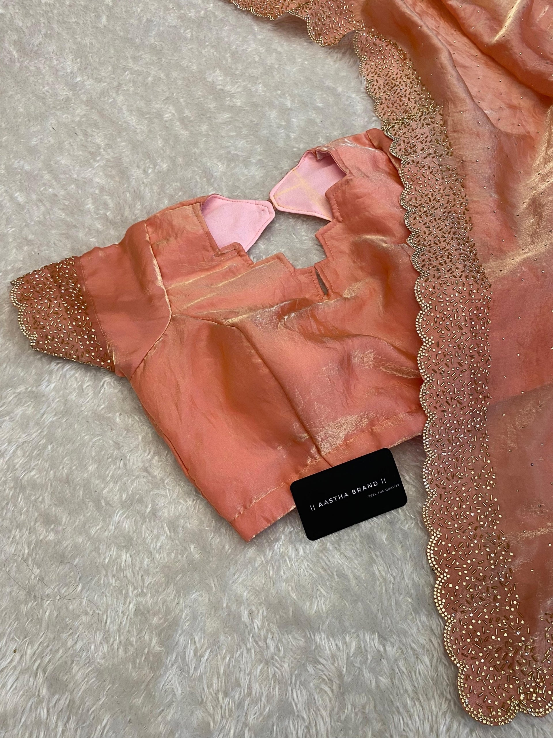 Space Silk with cutwork and diamond work