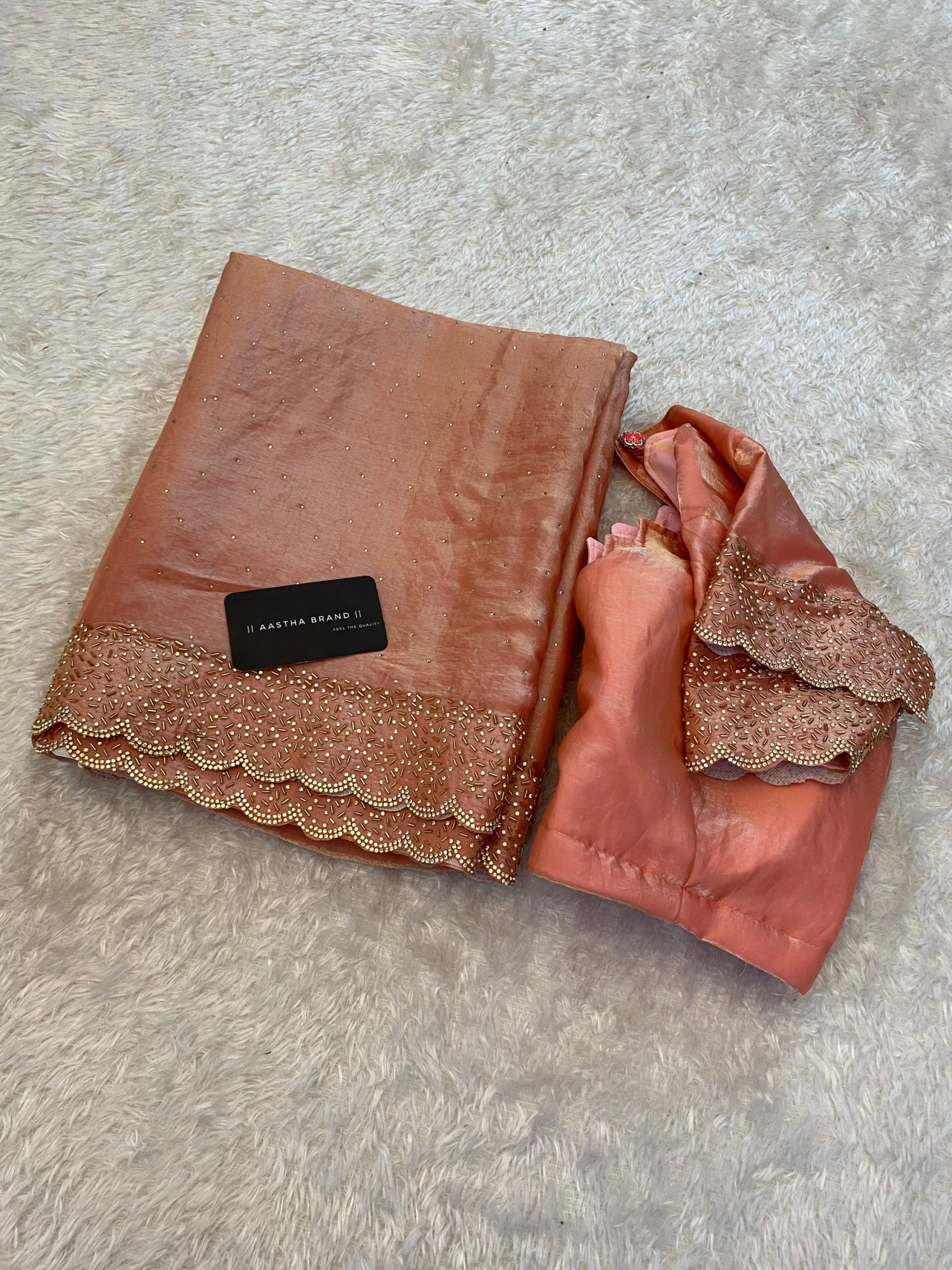 Space Silk with cutwork and diamond work