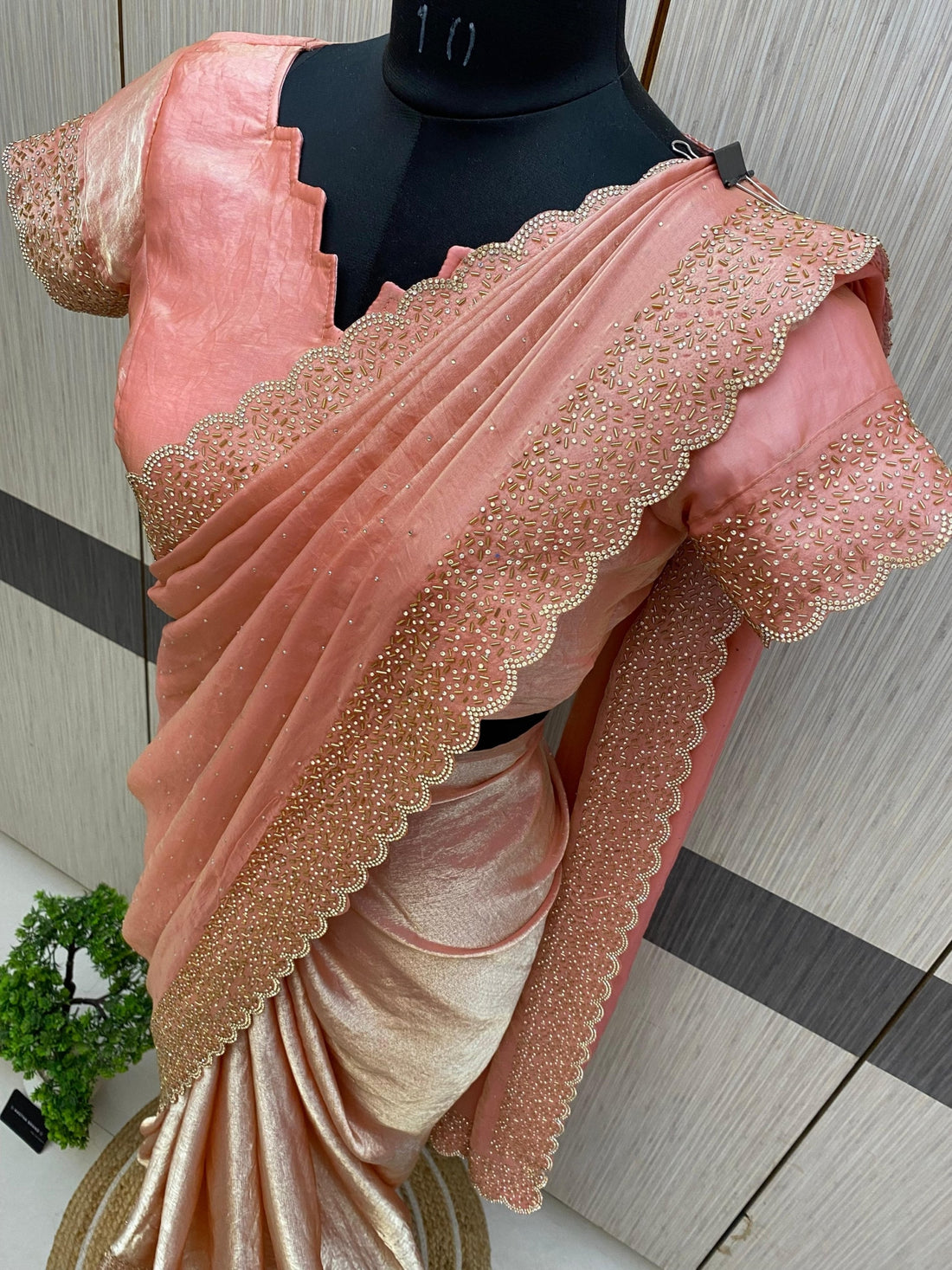 Space Silk with cutwork and diamond work