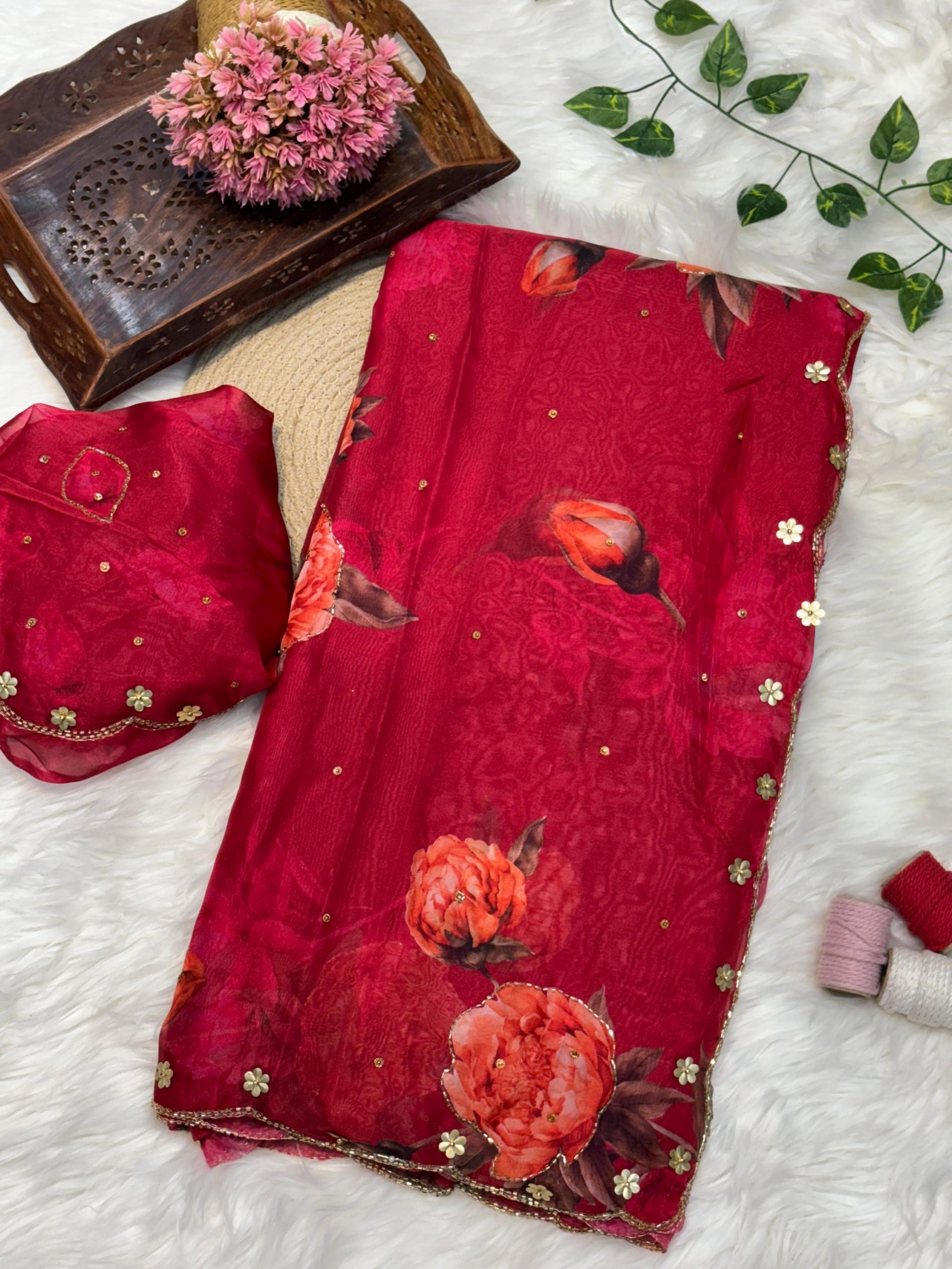 Soft Teby silk saree with cutdana work