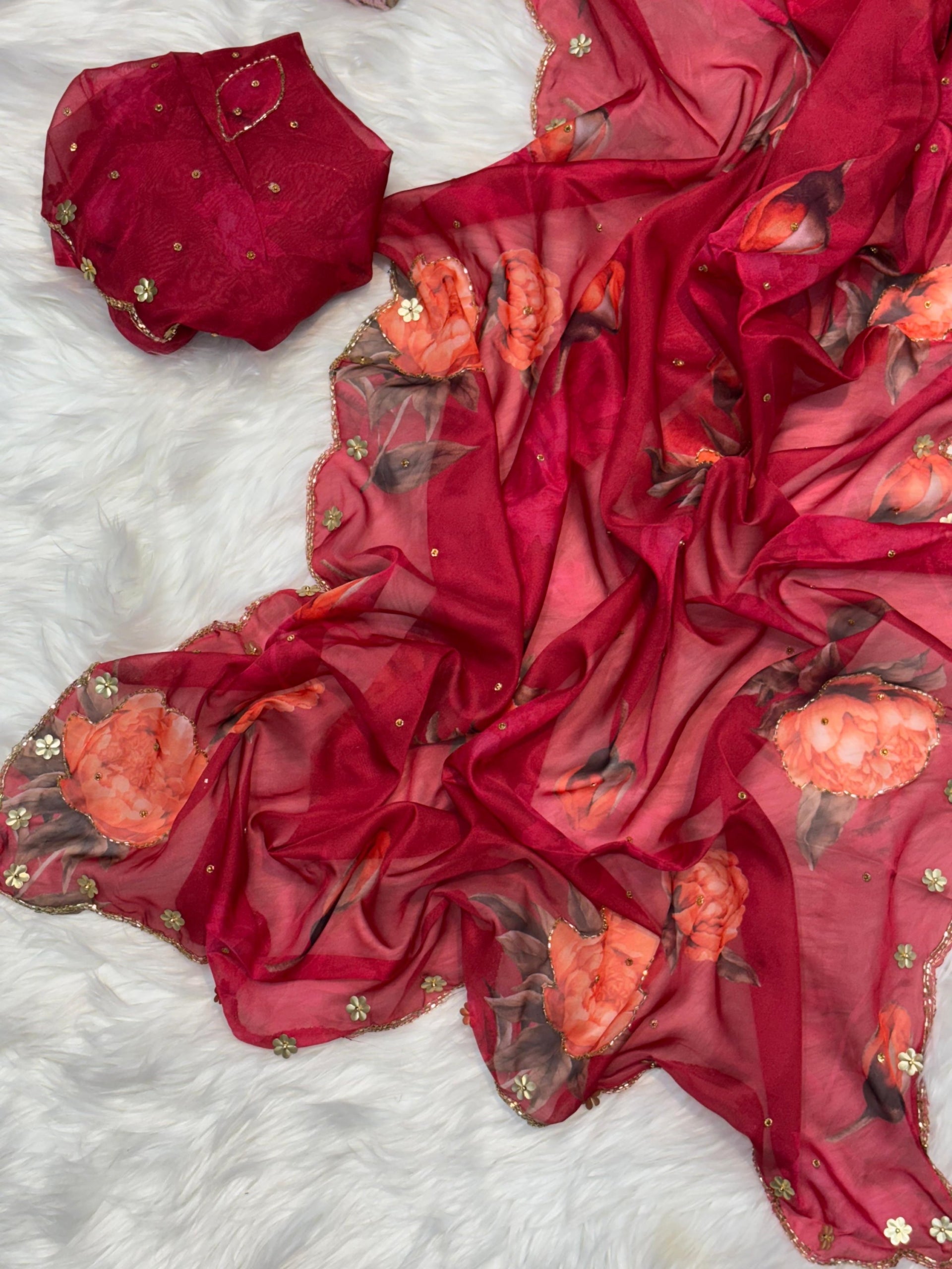 Soft Teby silk saree with cutdana work