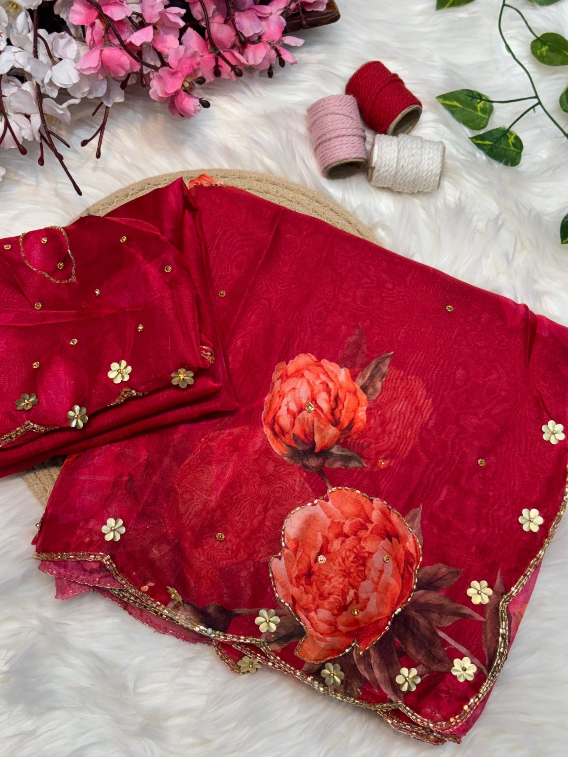 Soft Teby silk saree with cutdana work
