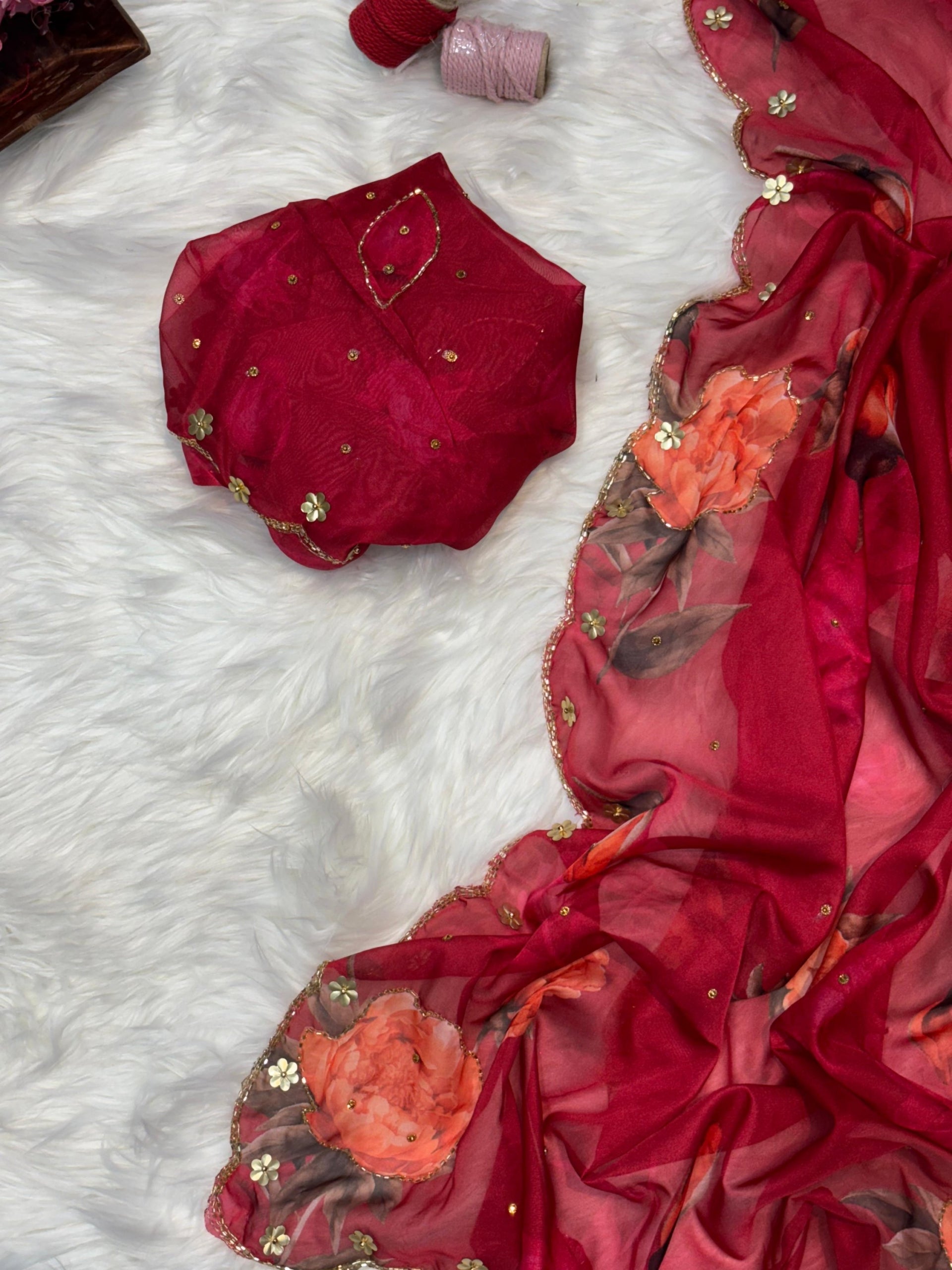Soft Teby silk saree with cutdana work