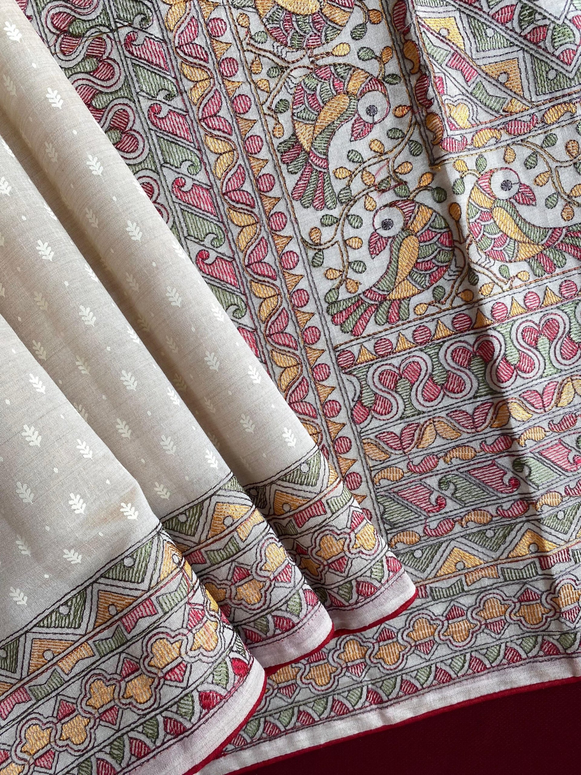 Pure Tussar Saree with Madhubani Embroidery