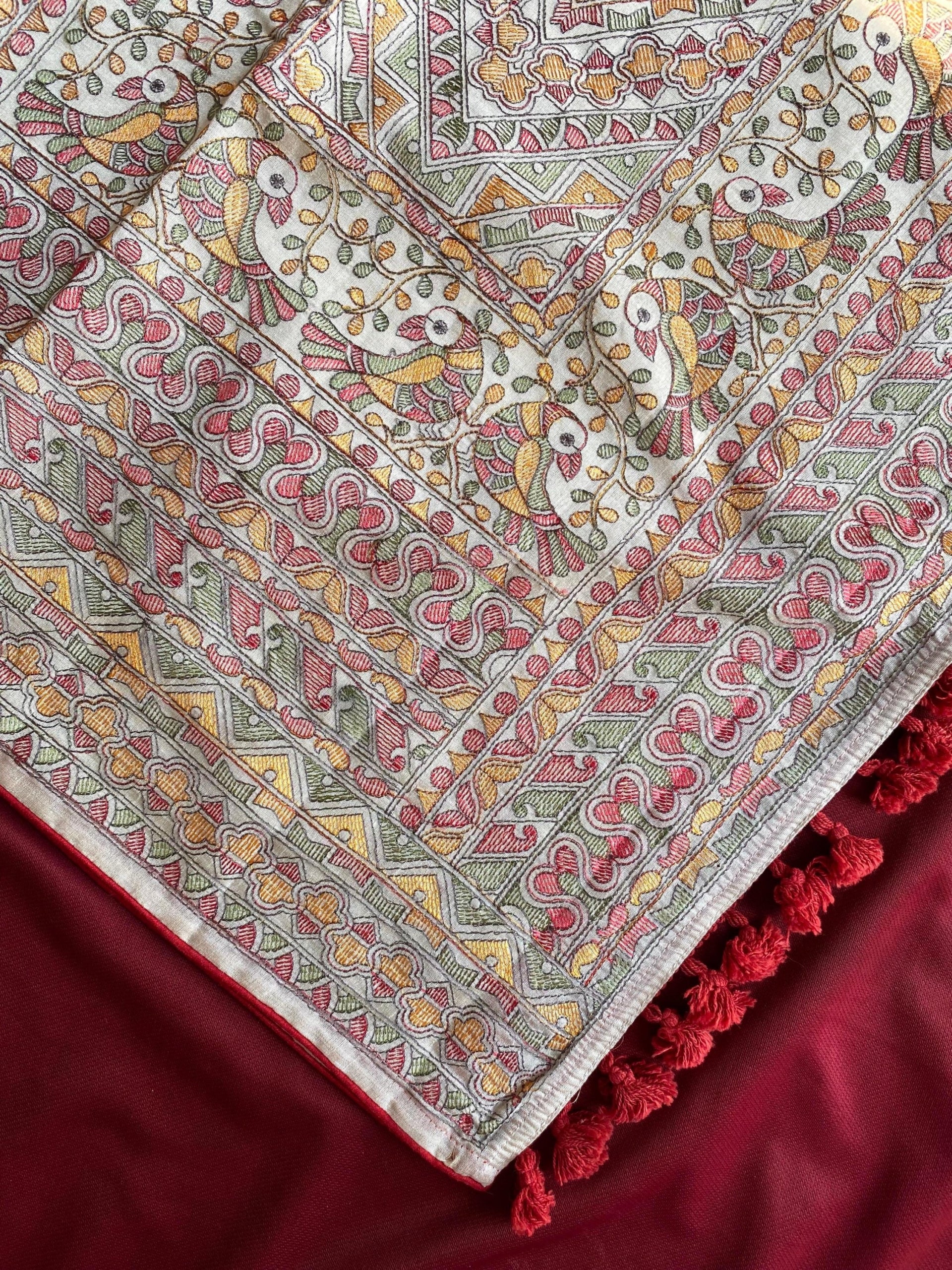 Pure Tussar Saree with Madhubani Embroidery