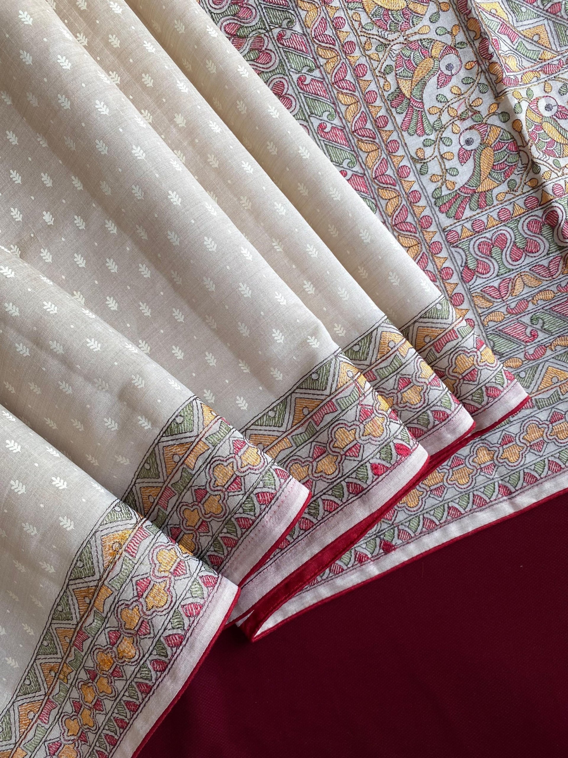 Pure Tussar Saree with Madhubani Embroidery